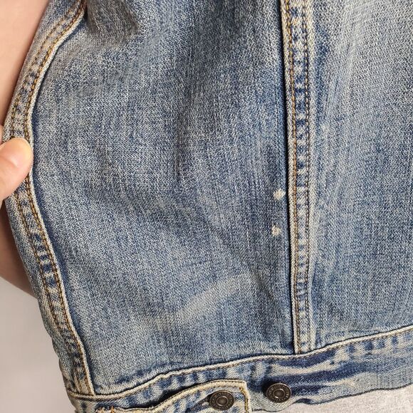 JACK SKELLINGTON vest hand‎ painted distressed jean denim XL - Picture 4 of 9